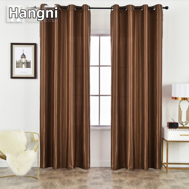 Špeciálne obojstranné lesklé saténové polozatemňovacie záclony s cezhraničným povrchom, tenké saténové záclony s domácou úpravou, záclony v čisto farebných farbách