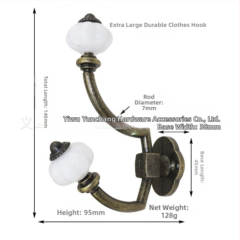 Seinale kinnitatav pronksist riidenagi, seinakonks, Euroopa sulamist magamistoa mantlikonks