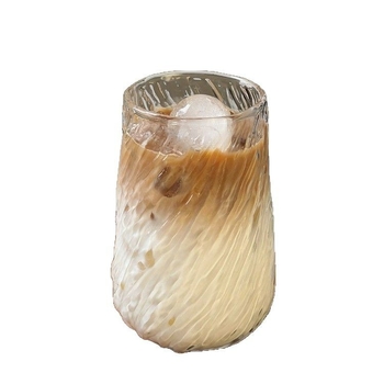 Buitinis borosilikatinis kavos puodelis su didele talpa lediniu amerikietišku latte puodeliu, permatomo žievės rašto stikliniu šalto gėrimo vandens puodeliu