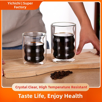 Δημιουργικό διπλής στρώσης γυάλινο υψηλό βοριοπυριτικό κύπελλο υψηλής αίσθησης οικιακής θερμομόνωσης κύπελλο καφέ κατασκευαστές χονδρικής κύπελλο νερού