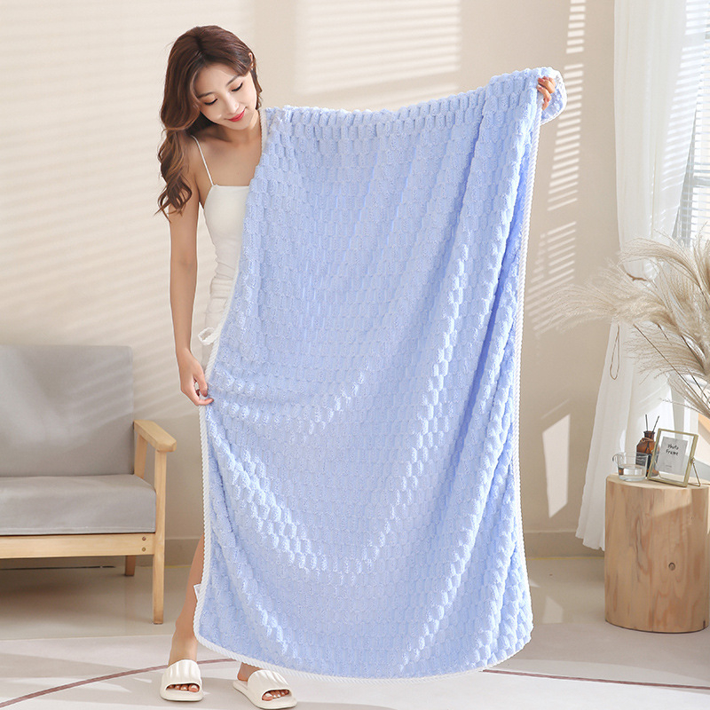 Koralų vilnos debesų grotelių vonios rankšluostis, keturių dalių sugeriantis minkštas vonios rankšluostis, vonios rankšluostis, vonios dušo kepuraitė, didmeninė prekyba