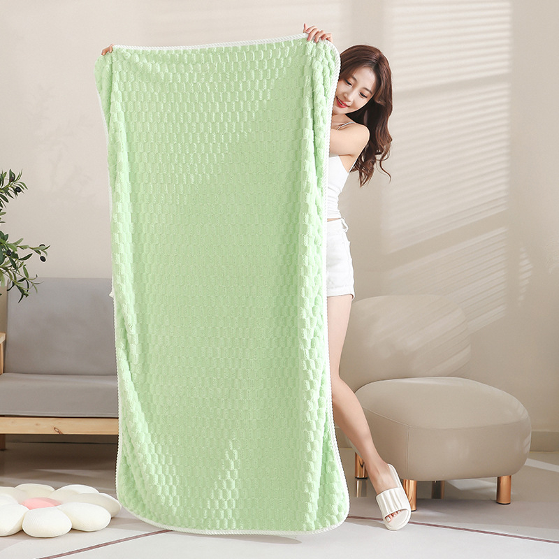 Koralų vilnos debesų grotelių vonios rankšluostis, keturių dalių sugeriantis minkštas vonios rankšluostis, vonios rankšluostis, vonios dušo kepuraitė, didmeninė prekyba