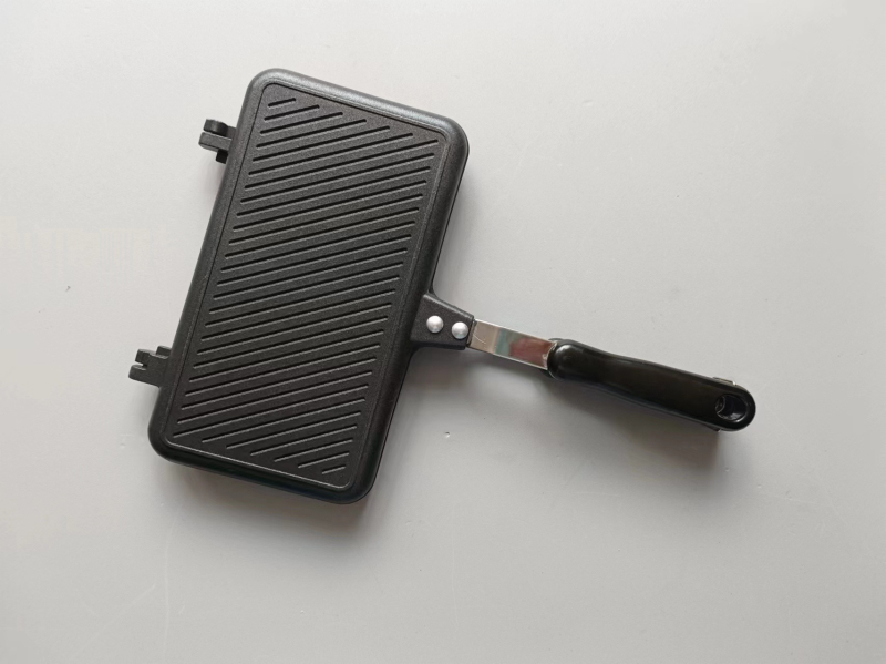 Kahepoolne triibulise mustriga võileivagrill, universaalne kahepoolne steigipann, leiva röstsaia vorm, mittenakkuva kattega pann