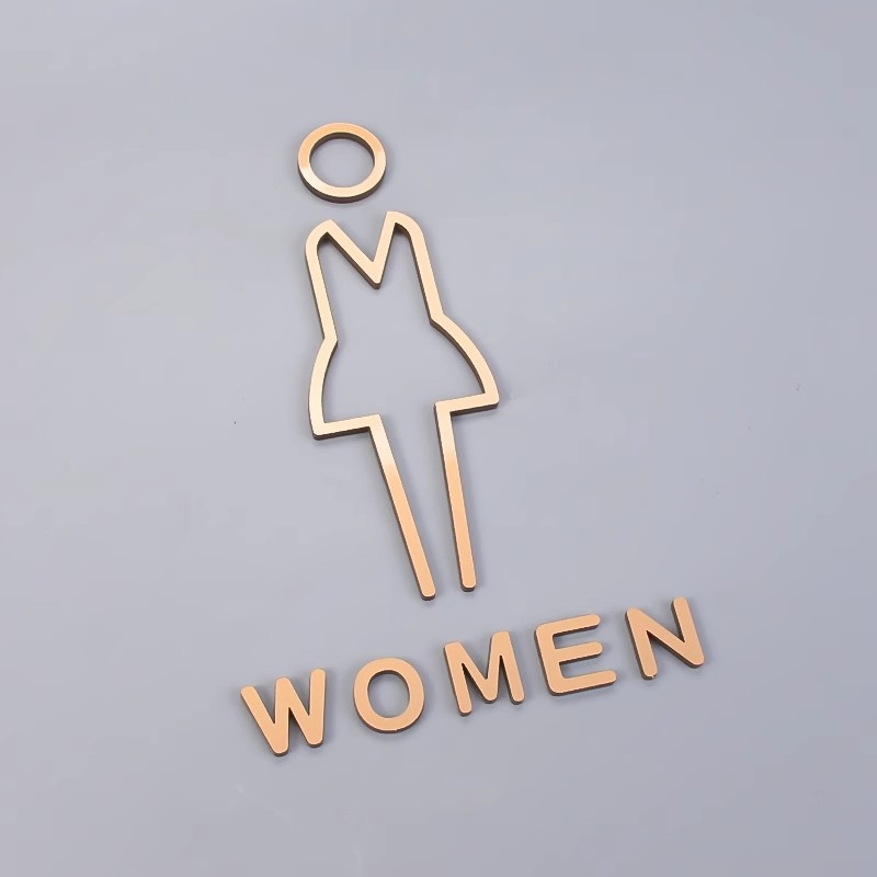 Αυτοκόλλητα οδηγιών μπάνιου, ακρυλικές πινακίδες πόρτας με παχύρρευστο σχέδιο, χρυσά στερεοφωνικά σχέδια, ασημένιες πινακίδες για ανδρικές και γυναικείες τουαλέτες