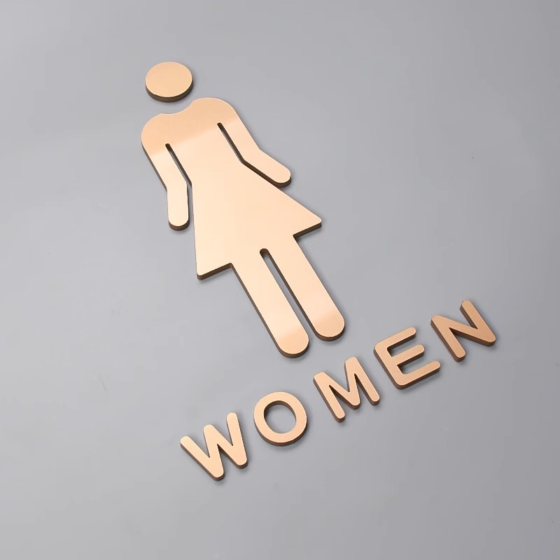 Αυτοκόλλητα οδηγιών μπάνιου, ακρυλικές πινακίδες πόρτας με παχύρρευστο σχέδιο, χρυσά στερεοφωνικά σχέδια, ασημένιες πινακίδες για ανδρικές και γυναικείες τουαλέτες