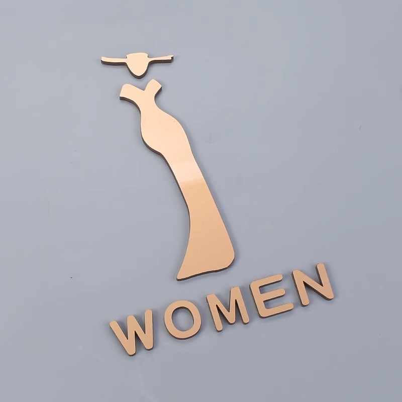 Αυτοκόλλητα οδηγιών μπάνιου, ακρυλικές πινακίδες πόρτας με παχύρρευστο σχέδιο, χρυσά στερεοφωνικά σχέδια, ασημένιες πινακίδες για ανδρικές και γυναικείες τουαλέτες