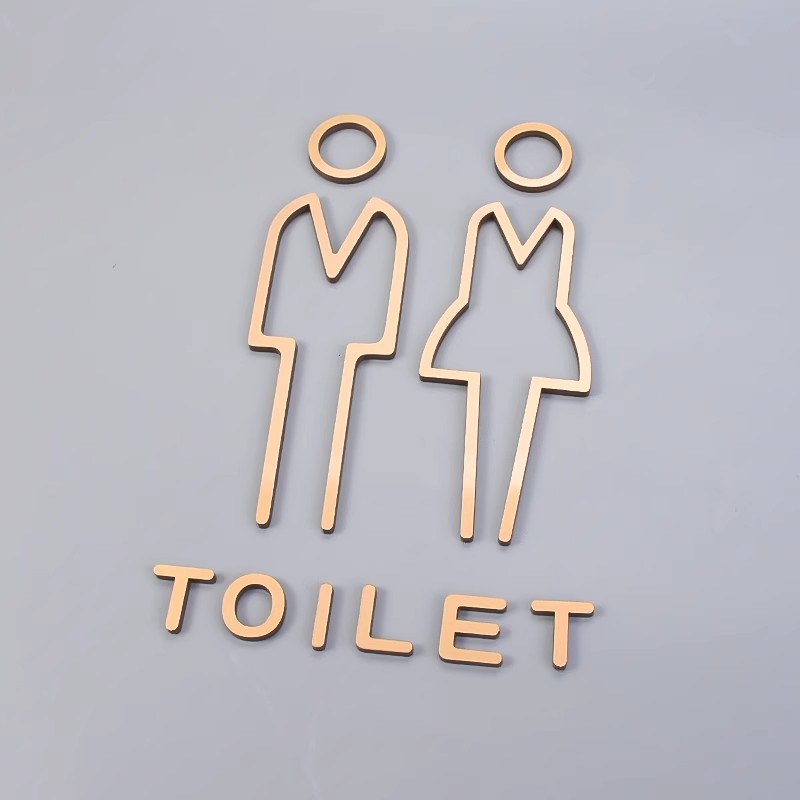 Αυτοκόλλητα οδηγιών μπάνιου, ακρυλικές πινακίδες πόρτας με παχύρρευστο σχέδιο, χρυσά στερεοφωνικά σχέδια, ασημένιες πινακίδες για ανδρικές και γυναικείες τουαλέτες