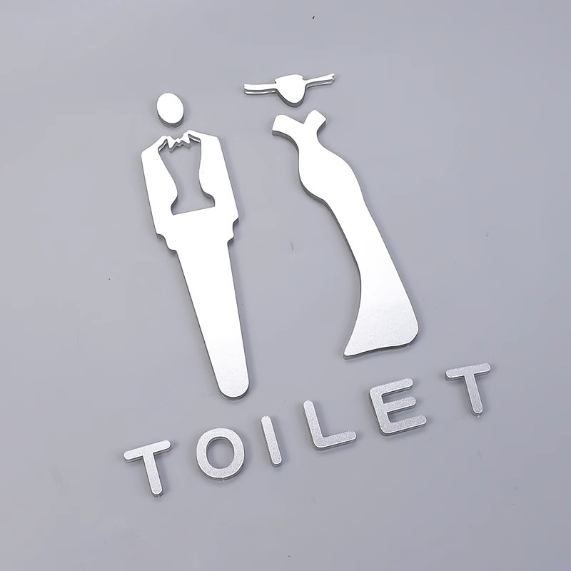 Αυτοκόλλητα οδηγιών μπάνιου, ακρυλικές πινακίδες πόρτας με παχύρρευστο σχέδιο, χρυσά στερεοφωνικά σχέδια, ασημένιες πινακίδες για ανδρικές και γυναικείες τουαλέτες