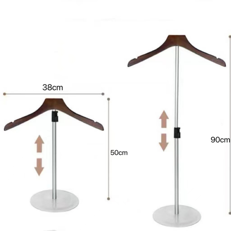 Jauns teleskopisks T-kreklu displeja plaukts mēteļu pakaramais izstādes krekls T-veida plaukts apģērbu veikals T-veida plaukts pieaugušajiem