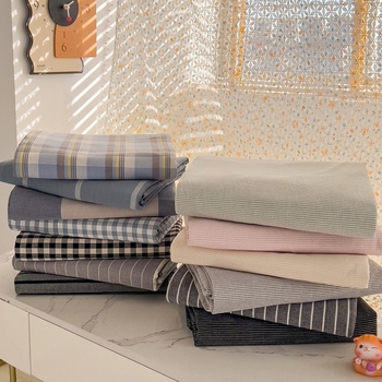 „Good 100“ grynos medvilnės paklodės be rašto, languotas, trijų dalių bendrabučio medvilninis pagalvės užvalkalų komplektas, A klasės, skalbta medvilnė motinai ir kūdikiui.