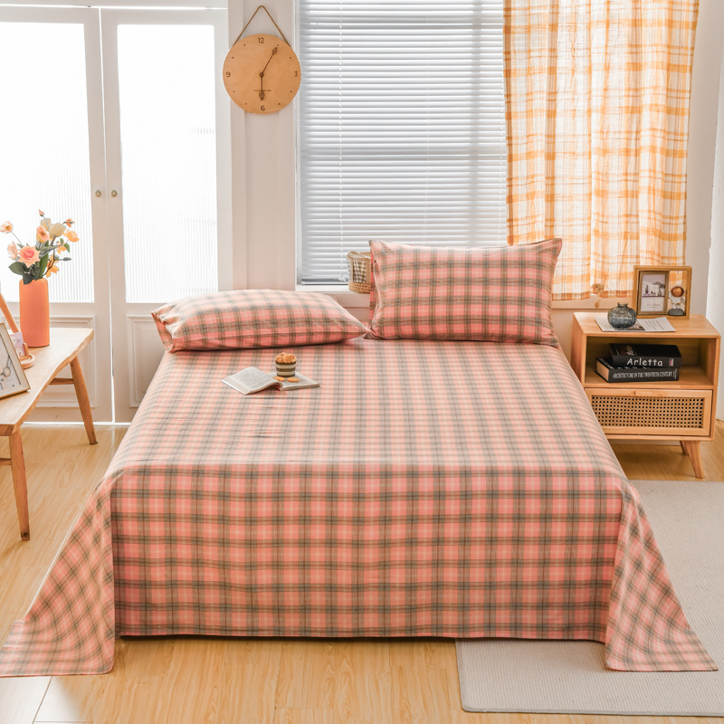 „Good 100“ grynos medvilnės paklodės be rašto, languotas, trijų dalių bendrabučio medvilninis pagalvės užvalkalų komplektas, A klasės, skalbta medvilnė motinai ir kūdikiui.