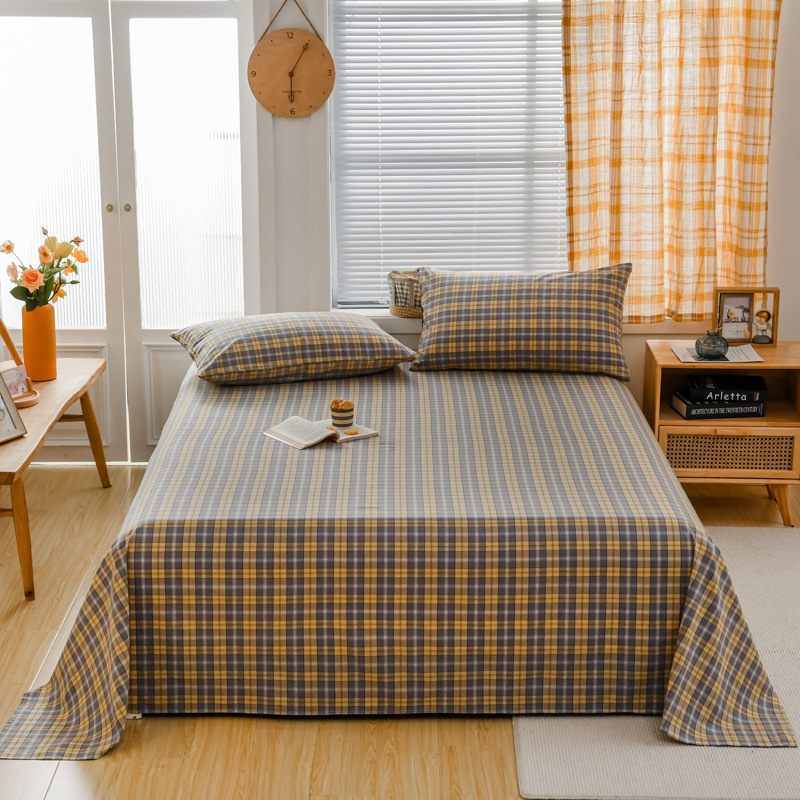 „Good 100“ grynos medvilnės paklodės be rašto, languotas, trijų dalių bendrabučio medvilninis pagalvės užvalkalų komplektas, A klasės, skalbta medvilnė motinai ir kūdikiui.