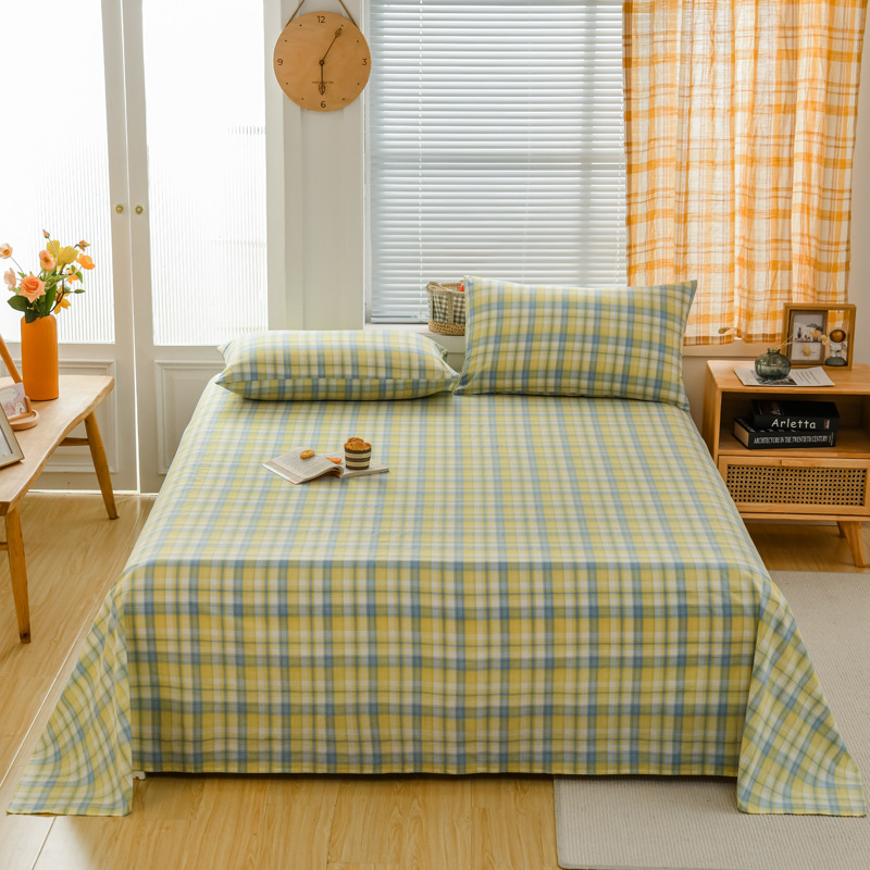 „Good 100“ grynos medvilnės paklodės be rašto, languotas, trijų dalių bendrabučio medvilninis pagalvės užvalkalų komplektas, A klasės, skalbta medvilnė motinai ir kūdikiui.