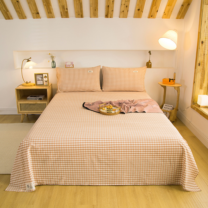 „Good 100“ grynos medvilnės paklodės be rašto, languotas, trijų dalių bendrabučio medvilninis pagalvės užvalkalų komplektas, A klasės, skalbta medvilnė motinai ir kūdikiui.