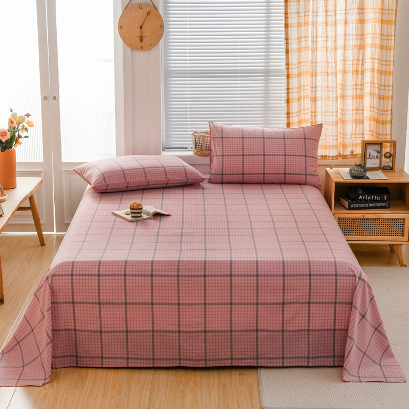 „Good 100“ grynos medvilnės paklodės be rašto, languotas, trijų dalių bendrabučio medvilninis pagalvės užvalkalų komplektas, A klasės, skalbta medvilnė motinai ir kūdikiui.