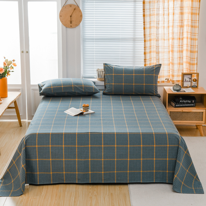 „Good 100“ grynos medvilnės paklodės be rašto, languotas, trijų dalių bendrabučio medvilninis pagalvės užvalkalų komplektas, A klasės, skalbta medvilnė motinai ir kūdikiui.