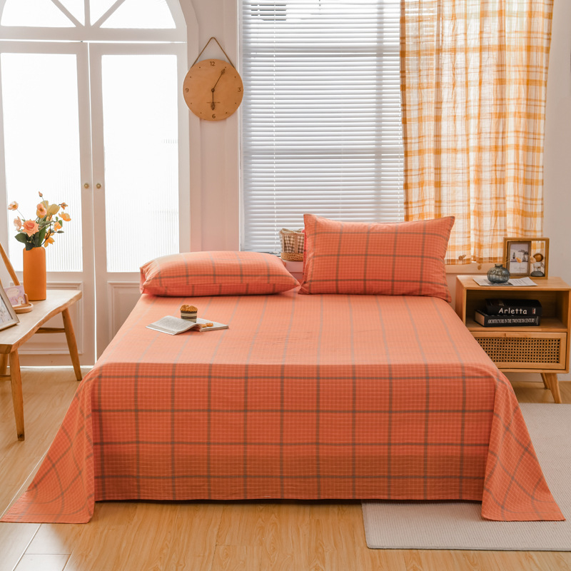 „Good 100“ grynos medvilnės paklodės be rašto, languotas, trijų dalių bendrabučio medvilninis pagalvės užvalkalų komplektas, A klasės, skalbta medvilnė motinai ir kūdikiui.