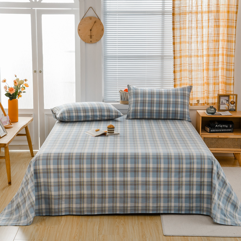 „Good 100“ grynos medvilnės paklodės be rašto, languotas, trijų dalių bendrabučio medvilninis pagalvės užvalkalų komplektas, A klasės, skalbta medvilnė motinai ir kūdikiui.