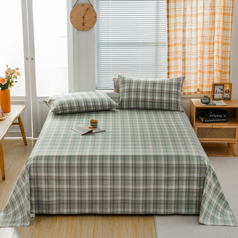 „Good 100“ grynos medvilnės paklodės be rašto, languotas, trijų dalių bendrabučio medvilninis pagalvės užvalkalų komplektas, A klasės, skalbta medvilnė motinai ir kūdikiui.