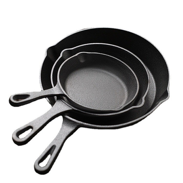 Ketaus keptuvė kepsniams, trijų dalių neapdorotos keptuvės rinkinys, stora keptuvė su nepridegančia danga dujinei indukcinei viryklei