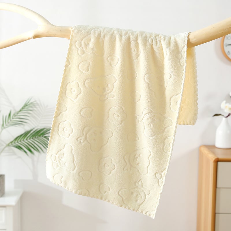 Prosop de față cu cap de urs în relief, prosop moale și absorbant pentru uz casnic, prosop de față pentru adulți, prosop din fleece coral, en-gros