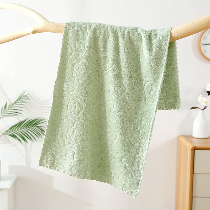 Prosop de față cu cap de urs în relief, prosop moale și absorbant pentru uz casnic, prosop de față pentru adulți, prosop din fleece coral, en-gros