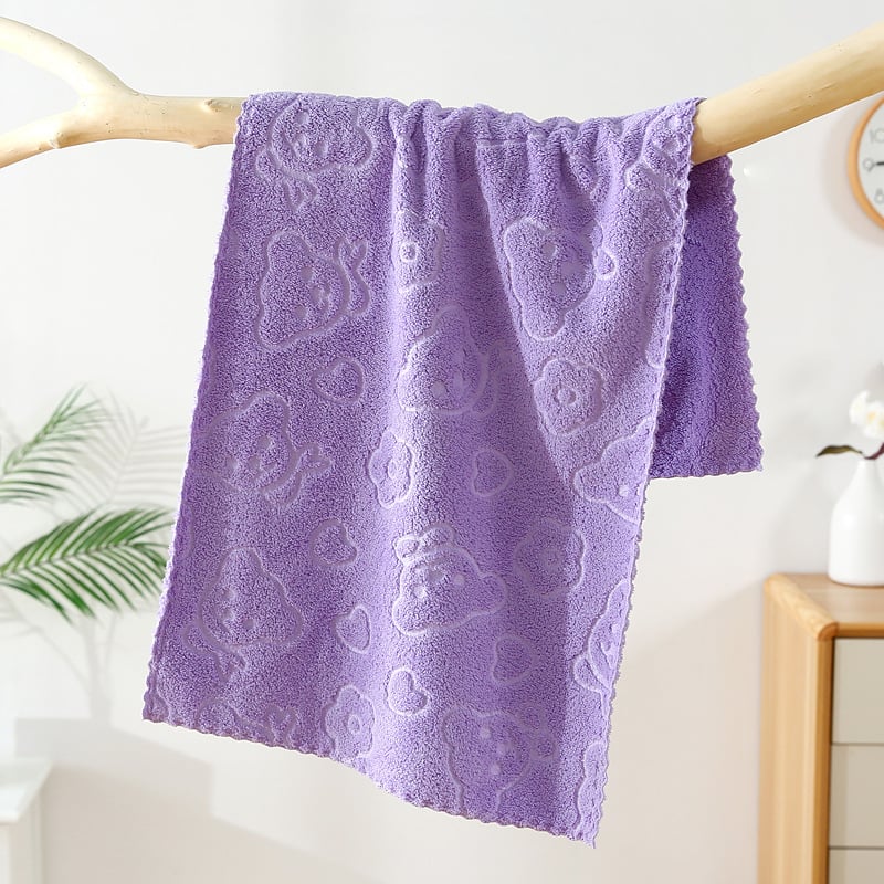 Prosop de față cu cap de urs în relief, prosop moale și absorbant pentru uz casnic, prosop de față pentru adulți, prosop din fleece coral, en-gros