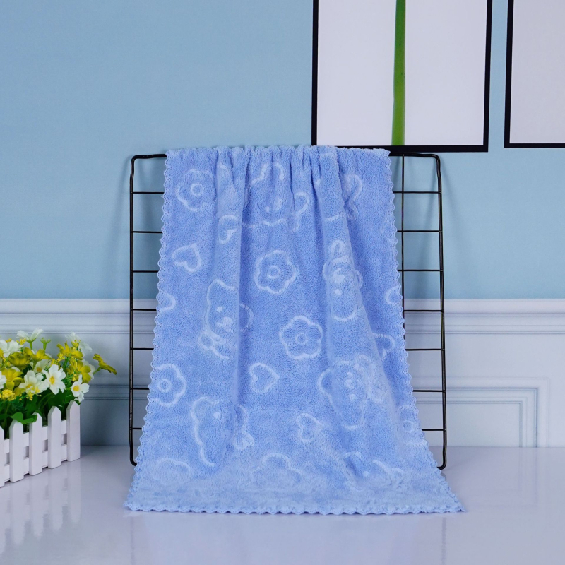 Prosop de față cu cap de urs în relief, prosop moale și absorbant pentru uz casnic, prosop de față pentru adulți, prosop din fleece coral, en-gros