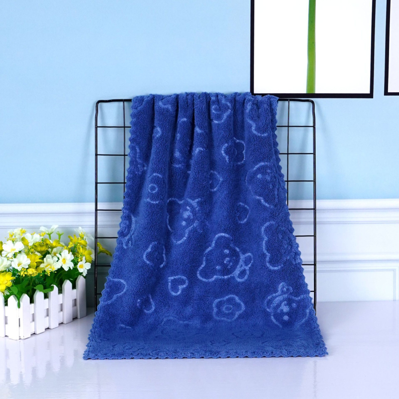 Prosop de față cu cap de urs în relief, prosop moale și absorbant pentru uz casnic, prosop de față pentru adulți, prosop din fleece coral, en-gros