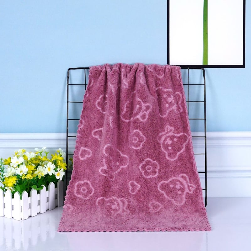 Prosop de față cu cap de urs în relief, prosop moale și absorbant pentru uz casnic, prosop de față pentru adulți, prosop din fleece coral, en-gros