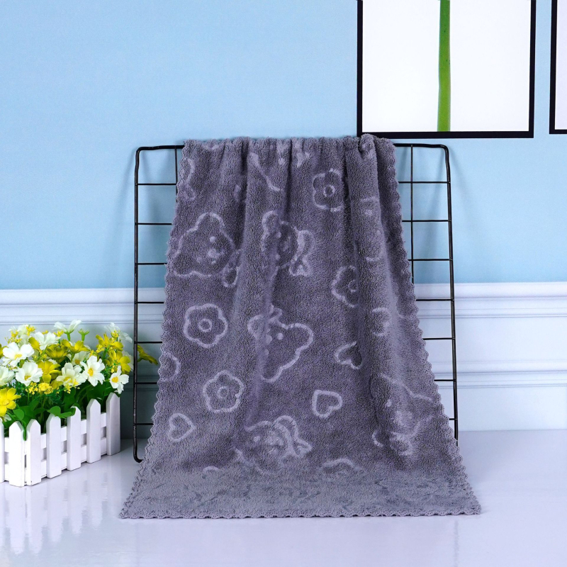 Prosop de față cu cap de urs în relief, prosop moale și absorbant pentru uz casnic, prosop de față pentru adulți, prosop din fleece coral, en-gros