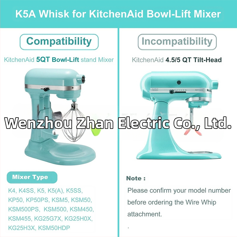 Подходящ за миксер KitchenAid, бъркалка за яйца K5AWW, резервна бъркалка 5QT, повдигаща се купа, приставка за бъркалка 6.