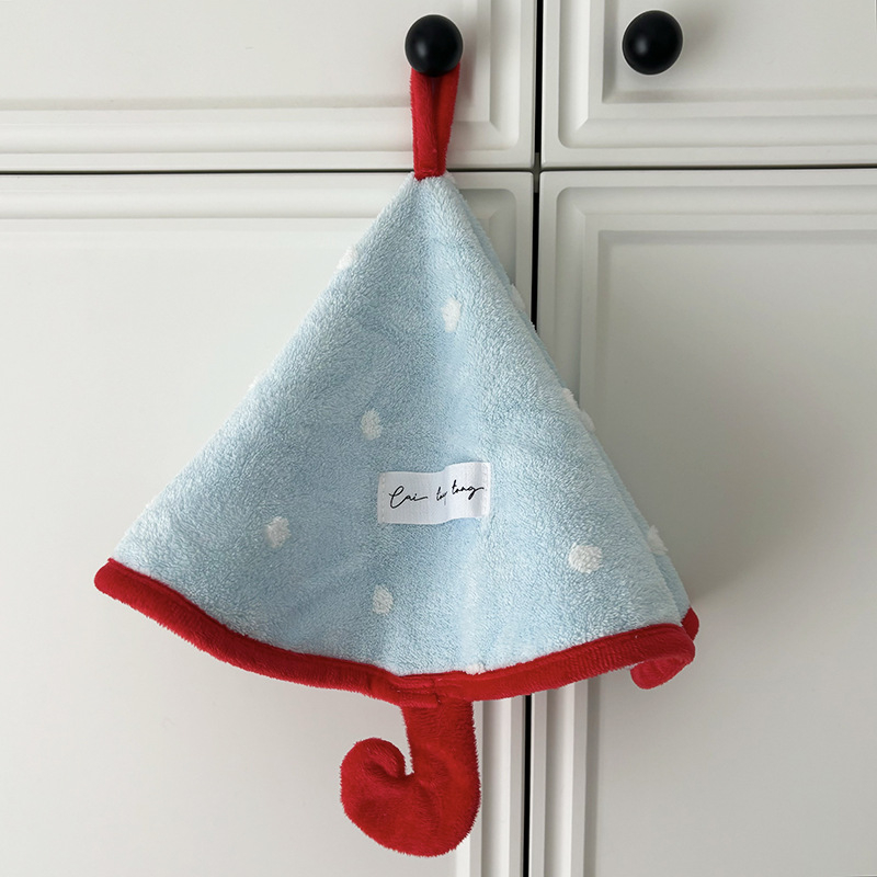 Mažas raudonas knygelės formos pakabinamas koralinis vilnos sugeriamasis rankšluostis vonios kambariui, virtuvės nosinaitė, polo taškuotas žakardo kūrybingas mielas rankšluostis