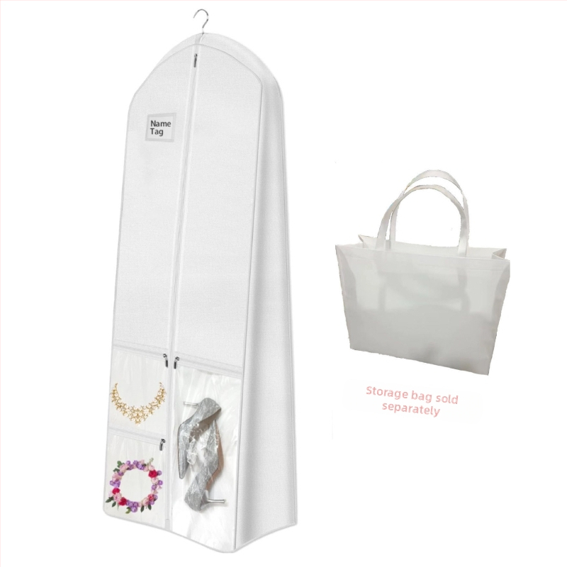 Piiriülene pulmakleidi ja ülikonna hoiukott tolmu- ja niiskuskindlast lausriidest koos käekoti hoiukoti seeliku tolmukattega