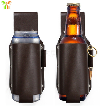 Naujas lauko stovyklavimo kalnų laipiojimo nešiojamas juosmens odinis alaus butelio puodelio užvalkalas kūrybingas mineralinio vandens apsauginis užvalkalas