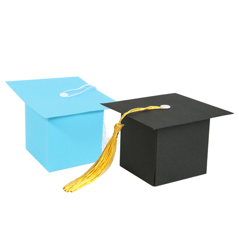 Tarpvalstybinė baigimo dovanų dėžutė, kartoninė šventė, baigimo sezono dovanų pakavimo dėžutė, bakalauro kepurė su kutais, saldainių dėžutė, didmeninė prekyba