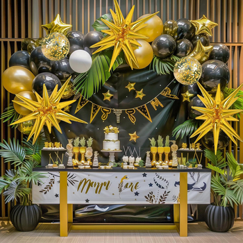 Гореща разпродажба на Amazon черно злато балон верижка костюм тема за деня на завършващия ден декорация експлозия звезда балон верижка костюм