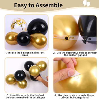Гореща разпродажба на Amazon черно злато балон верижка костюм тема за деня на завършващия ден декорация експлозия звезда балон верижка костюм