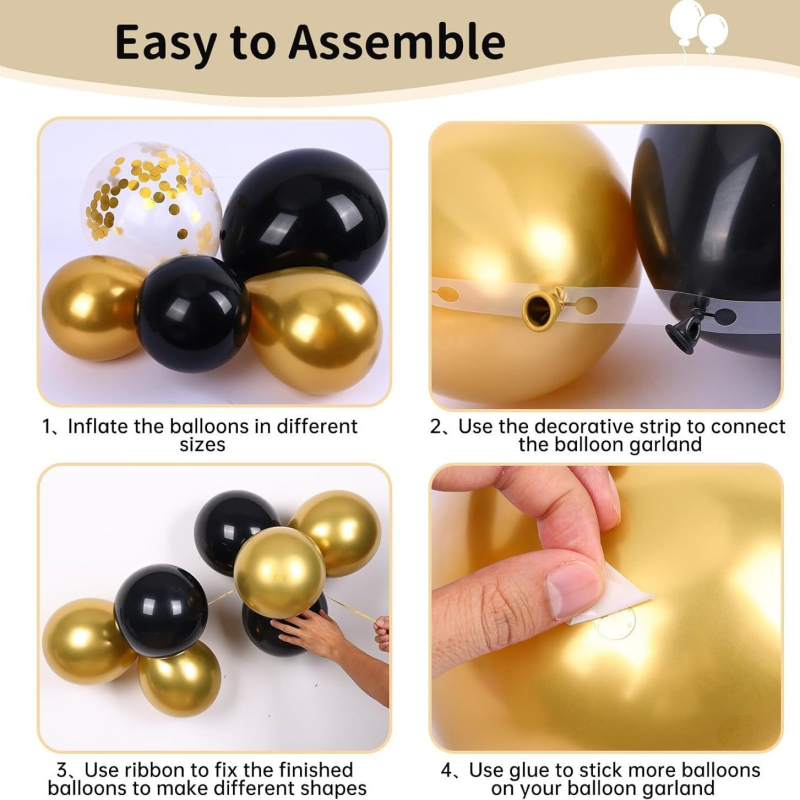 Гореща разпродажба на Amazon черно злато балон верижка костюм тема за деня на завършващия ден декорация експлозия звезда балон верижка костюм