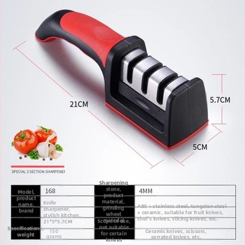 Δημιουργικά είδη κουζίνας Τριβάθμιο γρήγορο μαχαίρι λείανσης Κεραμικό μαχαίρι βολφραμίου από χάλυβα Ράβδος λείανσης Χειροκίνητο μαχαίρι Πέτρα λείανσης Μη ηλεκτρική πέτρα λείανσης