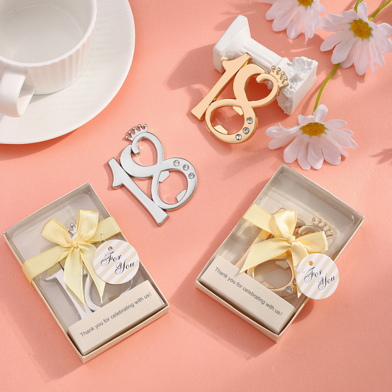 Deschizător de sticle cu coroană creativă transfrontalieră, număr 18, pentru petrecere de nuntă, petrecere de ziua de naștere, mic cadou, deschizător de bere din aliaj de zinc