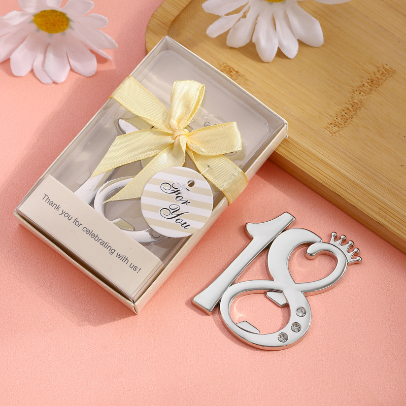 Deschizător de sticle cu coroană creativă transfrontalieră, număr 18, pentru petrecere de nuntă, petrecere de ziua de naștere, mic cadou, deschizător de bere din aliaj de zinc