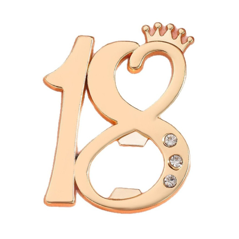 Deschizător de sticle cu coroană creativă transfrontalieră, număr 18, pentru petrecere de nuntă, petrecere de ziua de naștere, mic cadou, deschizător de bere din aliaj de zinc