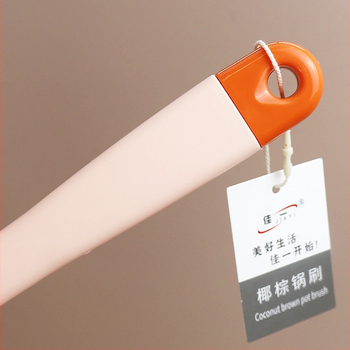 Jiayi 1816 Четка за тенджери с кокосово кафяво, Linyi General Store, пластмасова четка за почистване на кухненски тенджери с дълга дръжка в цвят макарон