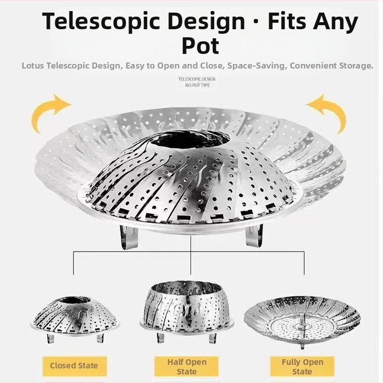 Поставка за яйца на пара, поставка за пара от неръждаема стомана, многофункционална сгъваема телескопична поставка за пара, смяна на пара, поставка за пара, домакинска плоча за пара на едро