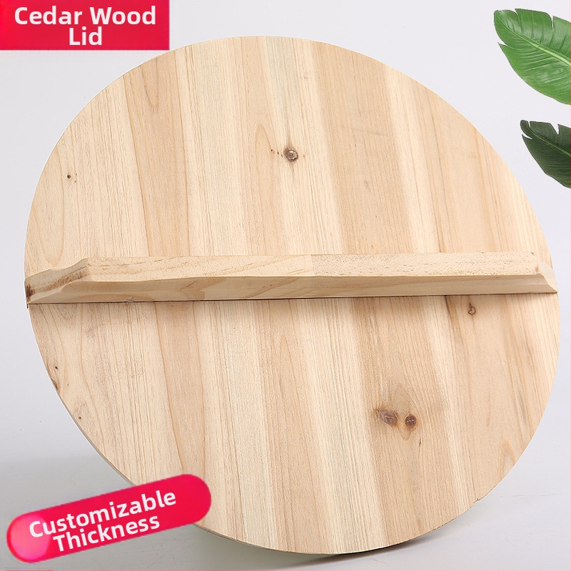 Капак за китайски ела за кръгъл уок, домашен старомоден удебелен дървен капак за воден цилиндър, селски масивен дървен капак за голям съд, безплатна доставка