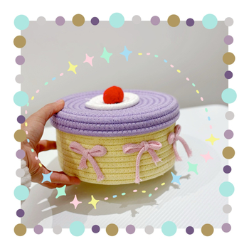 Κουτί αποθήκευσης γραφείου Ins Χειροποίητο καλάθι αποθήκευσης από βαμβακερό σχοινί με καπάκι για διάφορα είδη Καλάθι αποθήκευσης σπιτιού Υπνοδωμάτιο Παιδικό καλάθι