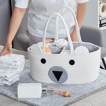Geantă portabilă de depozitare a scutecelor pentru mame, din frânghie de bumbac, coș de depozitare pentru copii, geantă pliabilă portabilă pentru scutece