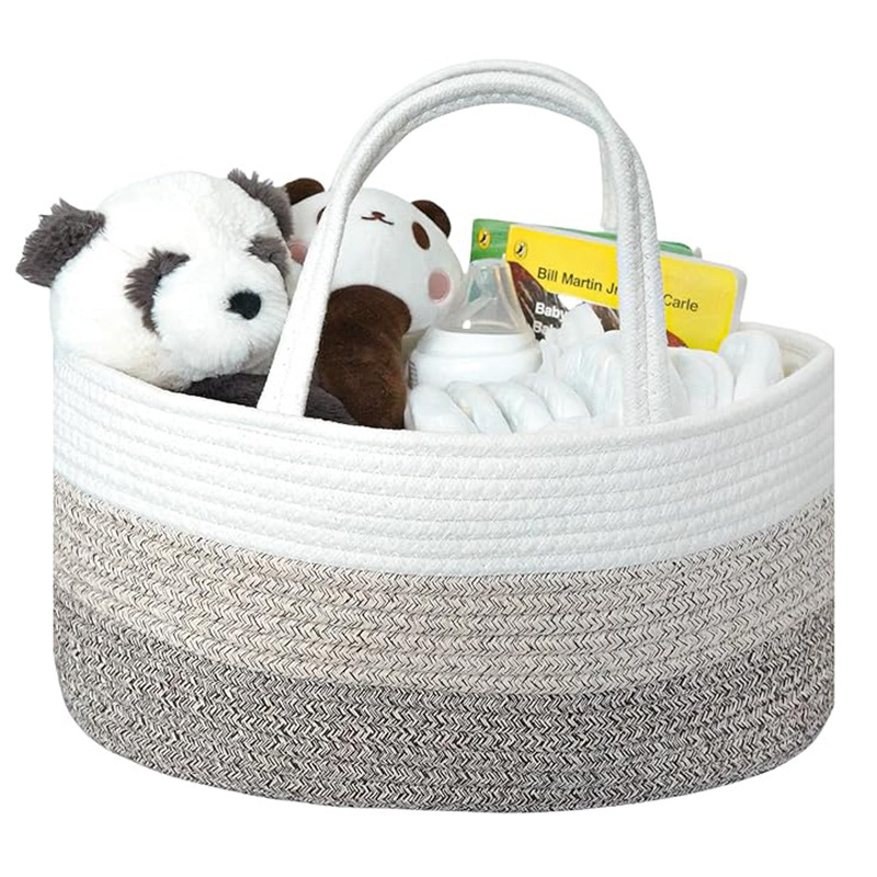 Geantă portabilă de depozitare a scutecelor pentru mame, din frânghie de bumbac, coș de depozitare pentru copii, geantă pliabilă portabilă pentru scutece