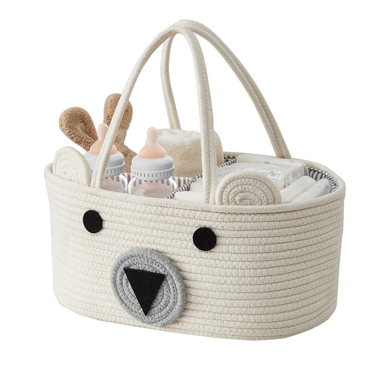 Geantă portabilă de depozitare a scutecelor pentru mame, din frânghie de bumbac, coș de depozitare pentru copii, geantă pliabilă portabilă pentru scutece
